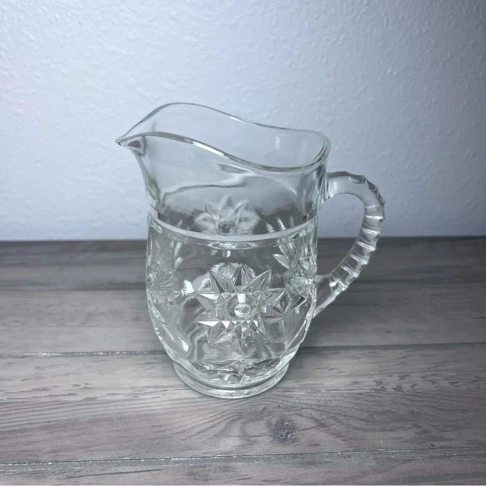 Vintage Anchor Hocking Early American Prescut (EAPC) Star of David Glass Pitcher